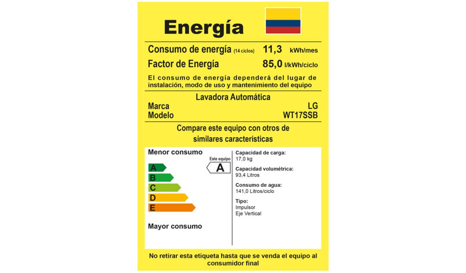 LG Lavadora LG Motor Smart Inverter, Smart Motion+Turbo Drum®, Pre-lavado+Normal, Carga Superior, 37lbs/17kg, color Silver, WT17SSB