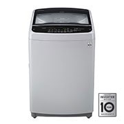 Vista frontal de Lavadora LG Motor Smart Inverter, Smart Motion&#43;Turbo Drum®, Pre-lavado&#43;Normal, Carga Superior, 40lbs/18kg, color Gris  WT18DSB