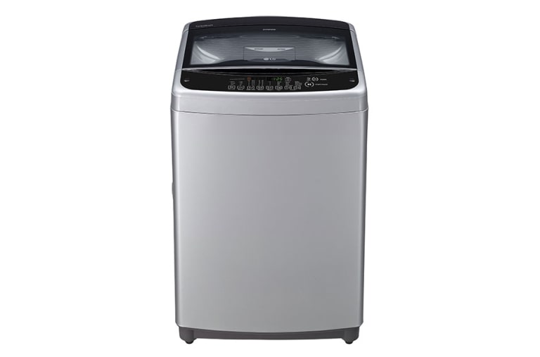 Vista frontal de Lavadora LG Turbo Drum®, Auto Pre-lavado, Carga Superior, 40lbs/18kg, color Plateado WT18SS