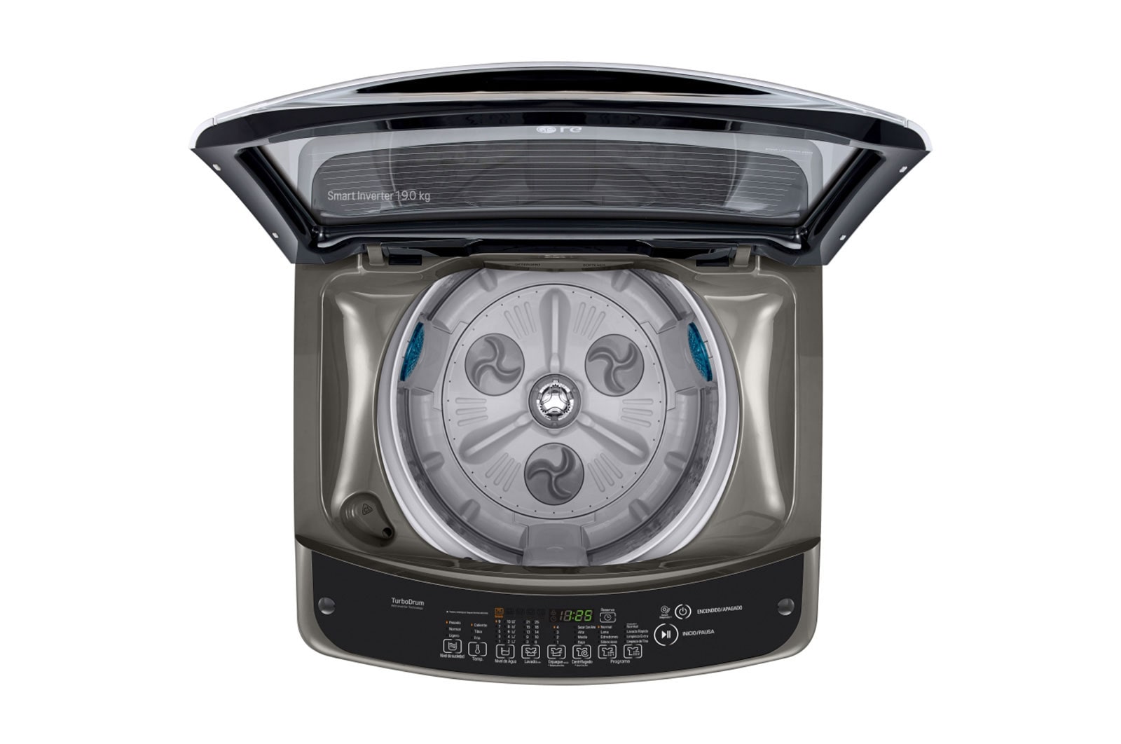 LG Lavadora de Carga Superior Acabado oscuro con motor Smart Inverter y capacidad total de 42lbs/19 kilos, WT19VSB