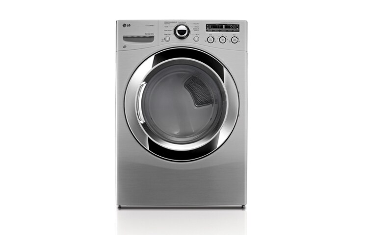 Vista frontal de Secadora a Gas 40lbs/18kg, Gran Capacidad, ciclos con vapor, Sensor de Secado , color Tipo Acero DLGX3251V