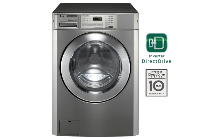 Vista frontal de Lavadora LG Alta Eficiencia, Carga Frontal, 29lbs/13kg, color Acero Inoxidable GCWP1069LD2