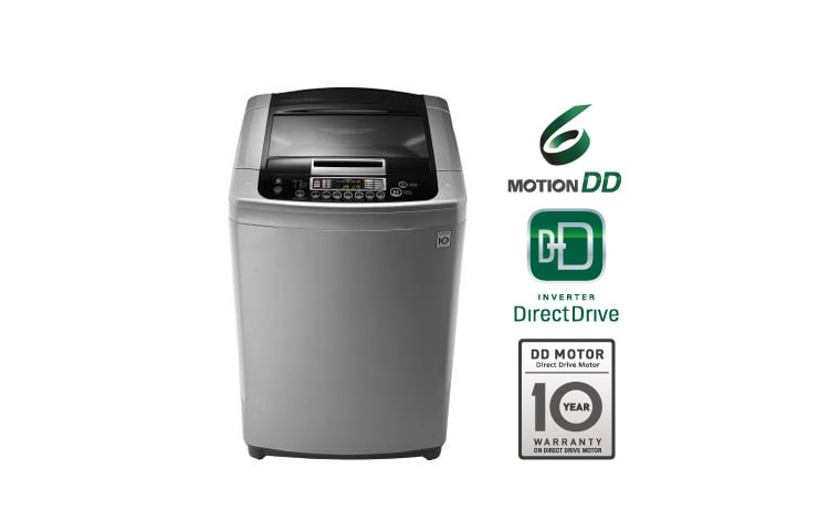 Vista frontal de Lavadora Spirit DDD, Carga Superior, 12Kg/26Lbs, 6Motion, color Silver WF-S1258ETD