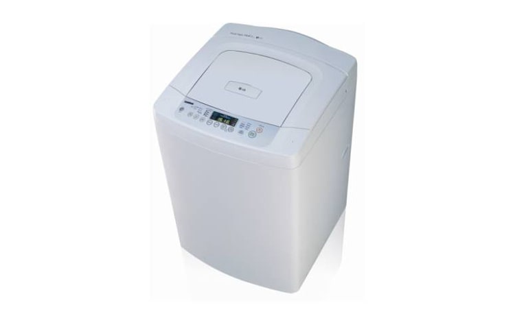 Vista frontal de Lavadora Cube Pro Carga Superior, 8Kg/17Lbs, Turbo Drum, tambor en acero inoxidable, color Blanco WF-T7010TP