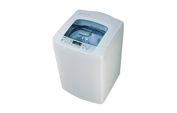 Vista frontal de Lavadora Cube Pro Carga Superior, 8Kg/18Lbs, Turbo Drum, tambor en acero inoxidable, color Blanco WF-T7011TP