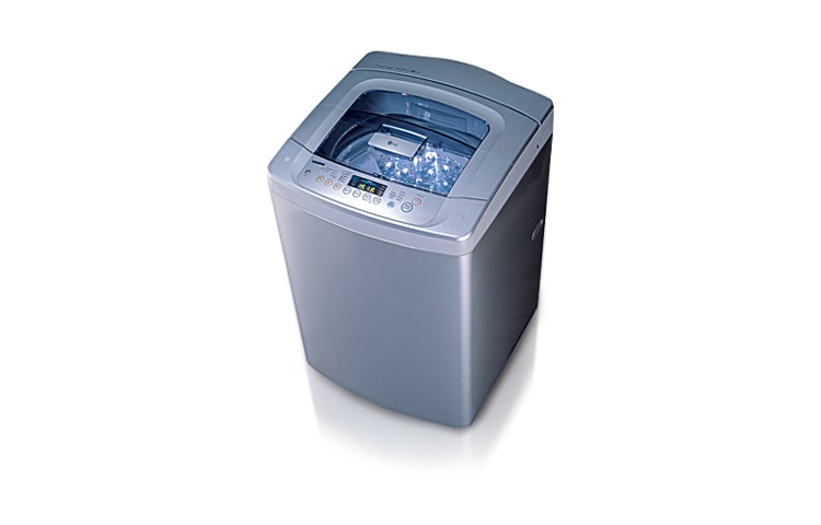Vista frontal de Lavadora Cube Pro Carga Superior, 8Kg/18Lbs, Turbo Drum, tambor en acero inoxidable, color Silver WF-T7012TP