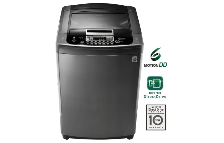 Vista frontal de Lavadora LG 6Motion DD, Carga Superior, 29lbs/13kg, color Acero Inoxidable WFS1337EPD