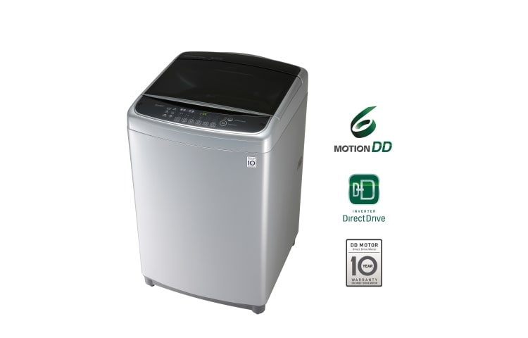 Vista frontal de Lavadora LG 6Motion DD, Carga Superior, 42lbs/19kg, color Plateado WFS1959EKD