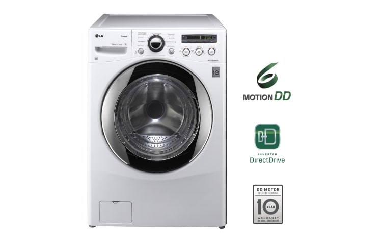 Vista frontal de Pareja Lavadora 16kg/35Lbs 6Motion, Inverter Direct Drive, Smart Diagnosis, 9 programas de lavado, 8 opciones, Funcion Vapor, Color Blanco (Next III) WM2650HWA