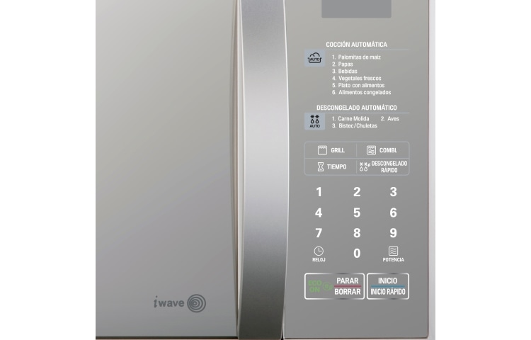 LG HORNO CON CAPACIDAD 0.8 PIES, POTENCIA 1100W EN MICROONDAS Y 1000W EN DORADOR, SISTEMA INTELO WAVE PARA COCCIÓN UNIFORME, MH0843BS