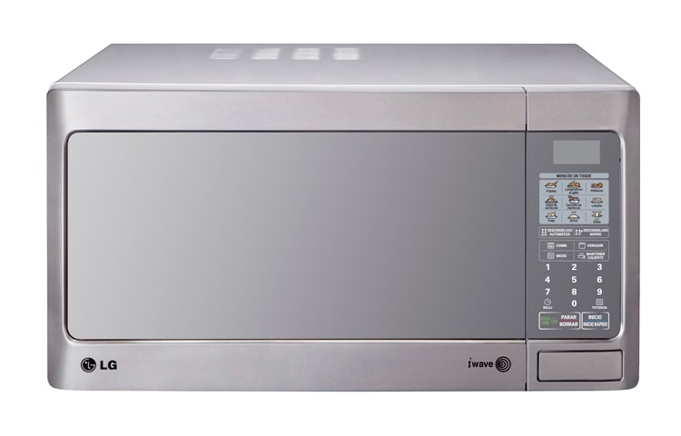 Vista frontal de HORNO CON CAPACIDAD 1,4 PIES/40 litros, POTENCIA 1400W EN MICROONDAS Y 1200W EN DORADOR, SISTEMA INTELO WAVE PARA COCCIÓN UNIFORME MH1443XAR