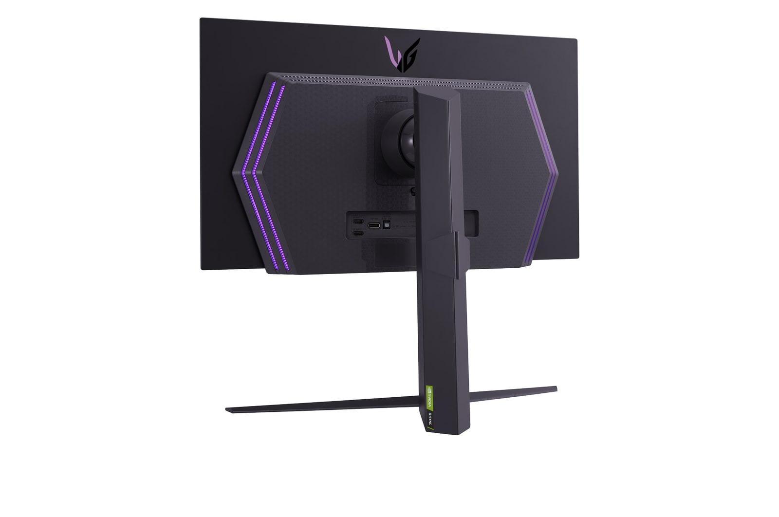 side view with monitor height moving down with lights on