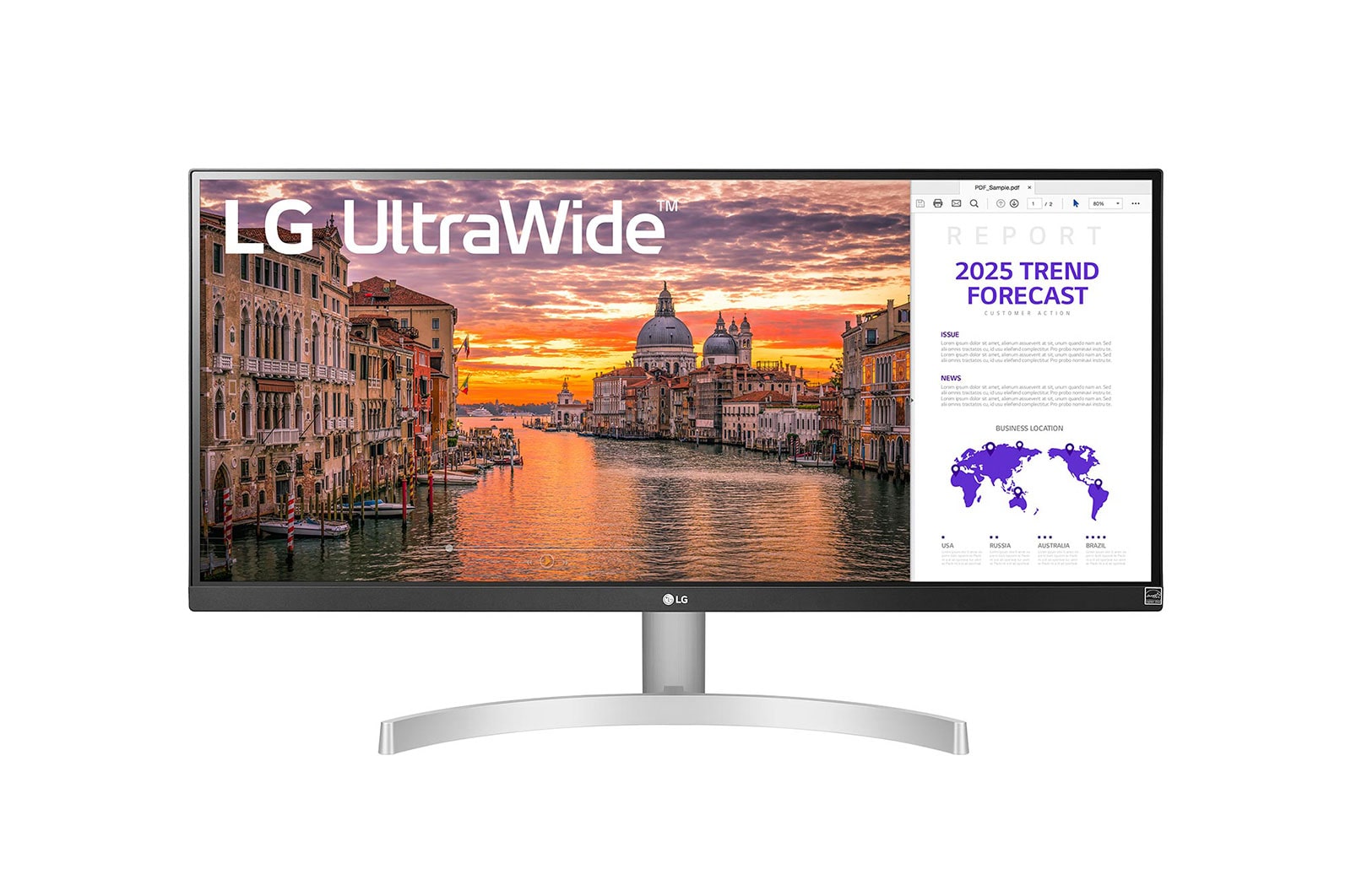 Vista frontal de Monitor LG UltraWide FHD  IPS HDR10 29WN600-W de 29 pulgadas 21:9 con FreeSync 29WN600-W