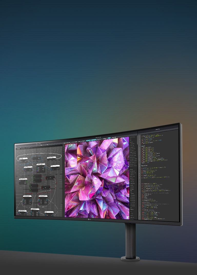 Vista en angulo del monitor con Pantalla 21:9 UltraWide™ QHD  de 37,5"