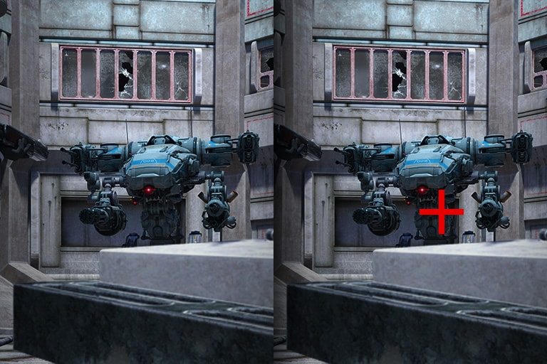 Al colocar el punto de mira en el centro de la pantalla, la función Crosshair mejora la precisión en los juegos de disparos en primera persona.