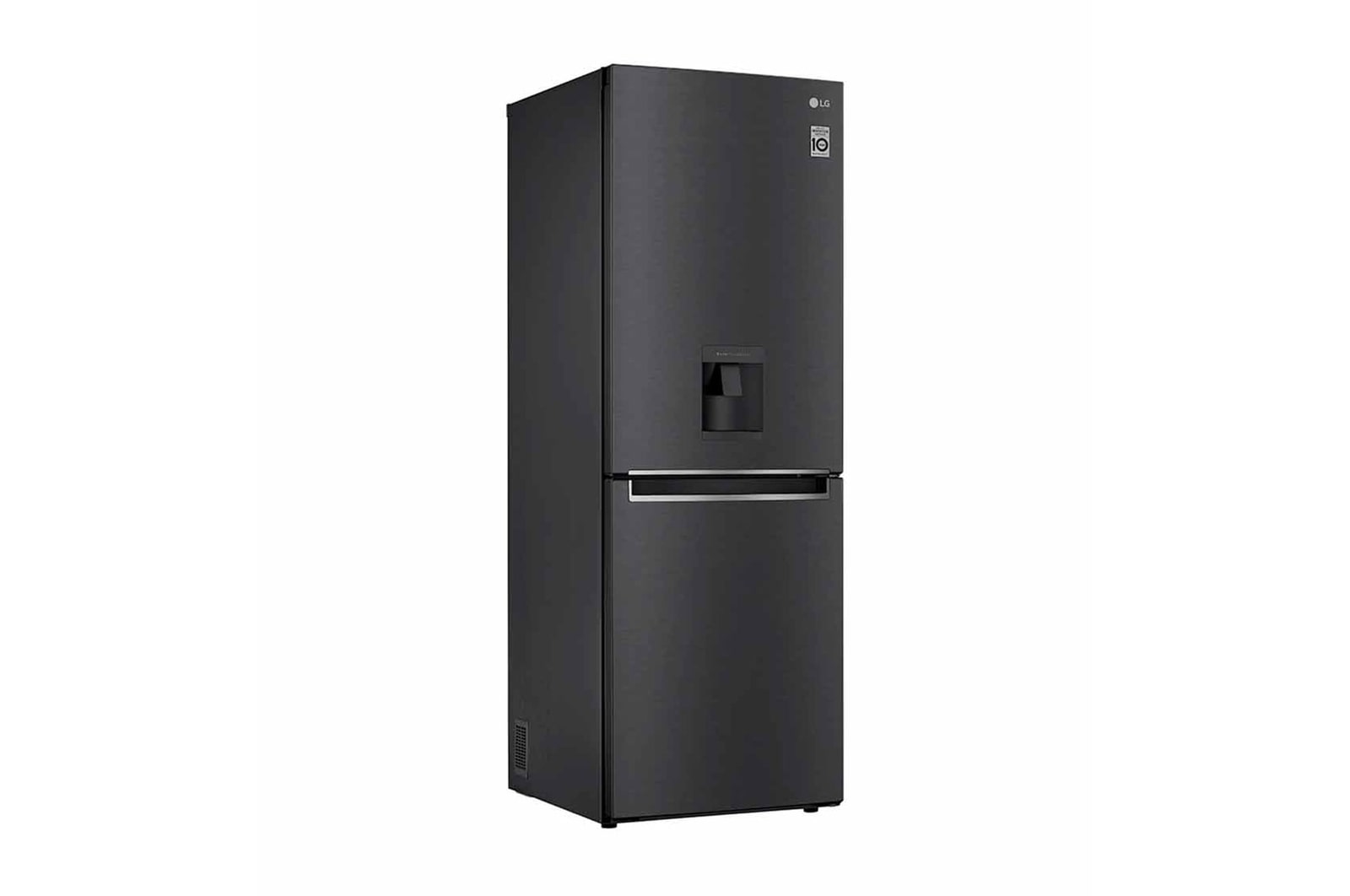 Nevera LG negra mate vista frontal derecha