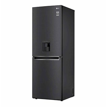 Nevera LG negra mate vista frontal izquierda
