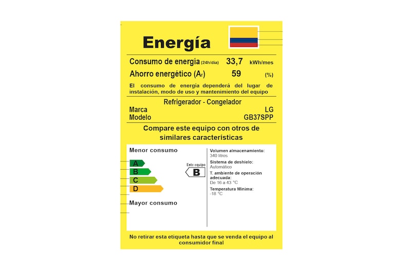 LG Nevera Tipo Europeo - 340 lts - GB37SPP - Color Plata, GB37SPP