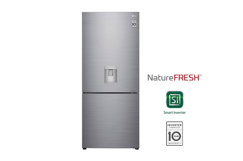 LG Nevera LG Congelador Inferior 420L Plata Disp. agua  , GB41WPP
