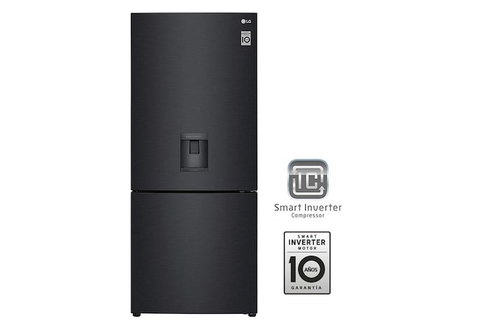 LG Nevera LG Congelador Inferior 420L Negro Mate Disp. agua  , GB41WPT