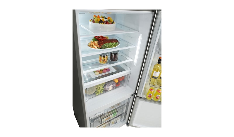 LG Nevera Tipo europeo de 496 LTS, No frost, Acabado Noble Steel, Dispensador de agua, Inverter Lineal Compressor, GB44SVN