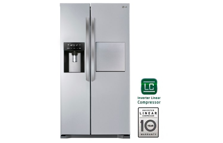 Vista frontal de Nevecon, No Frost, 567Lts, Inverter Linear Compressor, Noble Steel, instalación gratuita. GC-P207GSRV