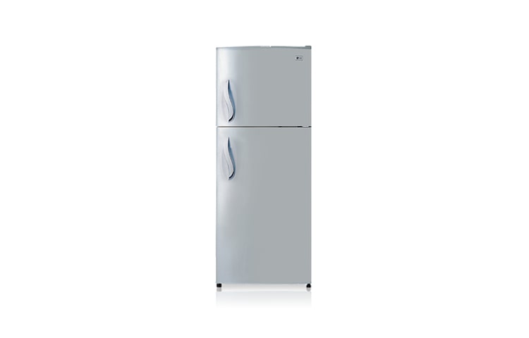 Vista frontal de Mayor ahorro de energía con la tecnología LG. Con una óptima circulación de aire frío, variaciones mínimas de temperatura y sin escarcha en el congelador. GM-321QC