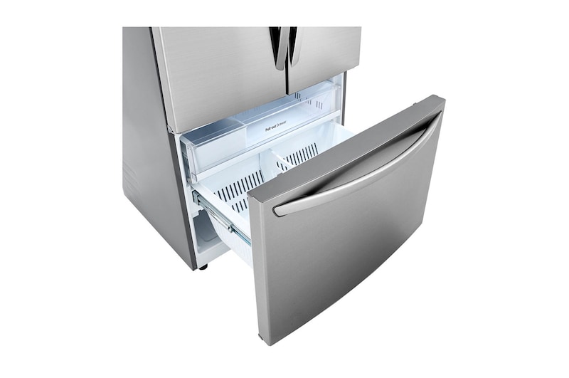 Vista lateral almacenamiento congelador vacio de Nevecón LG GM78BGP