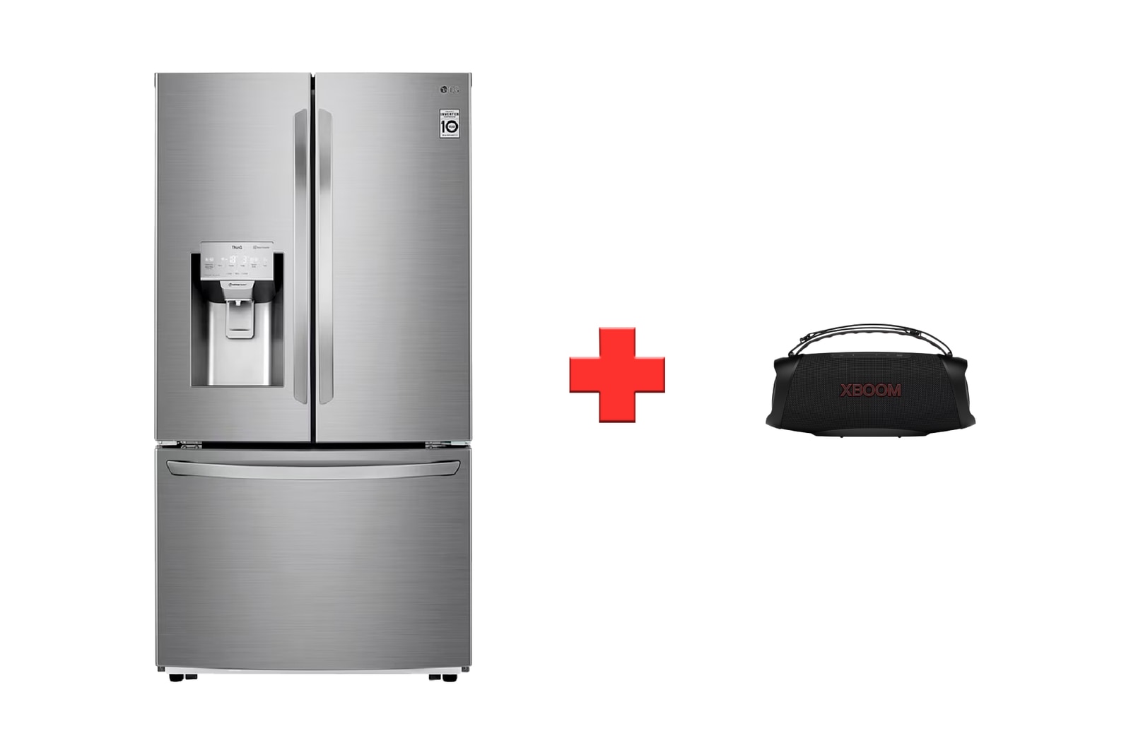 Vista frontal del refrigerador con vista frontal de 30 grados xboom