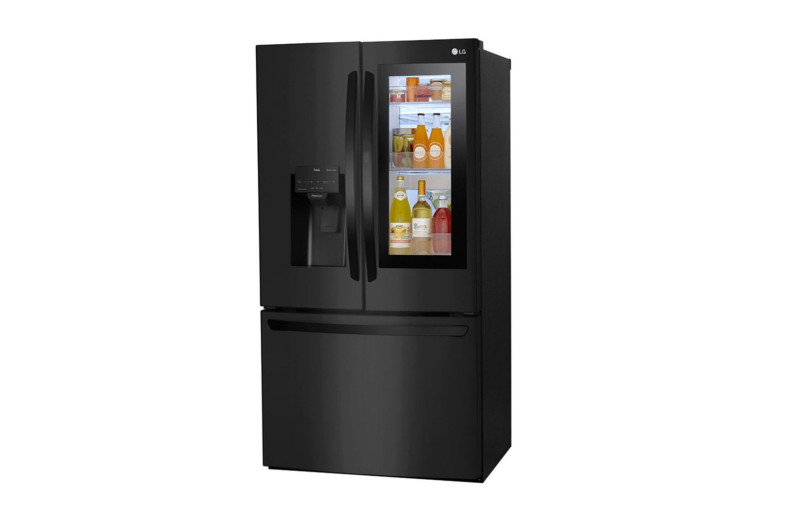 Nevecón LG GM78SXT InstaView visualización de alimentos vista lateral derecha