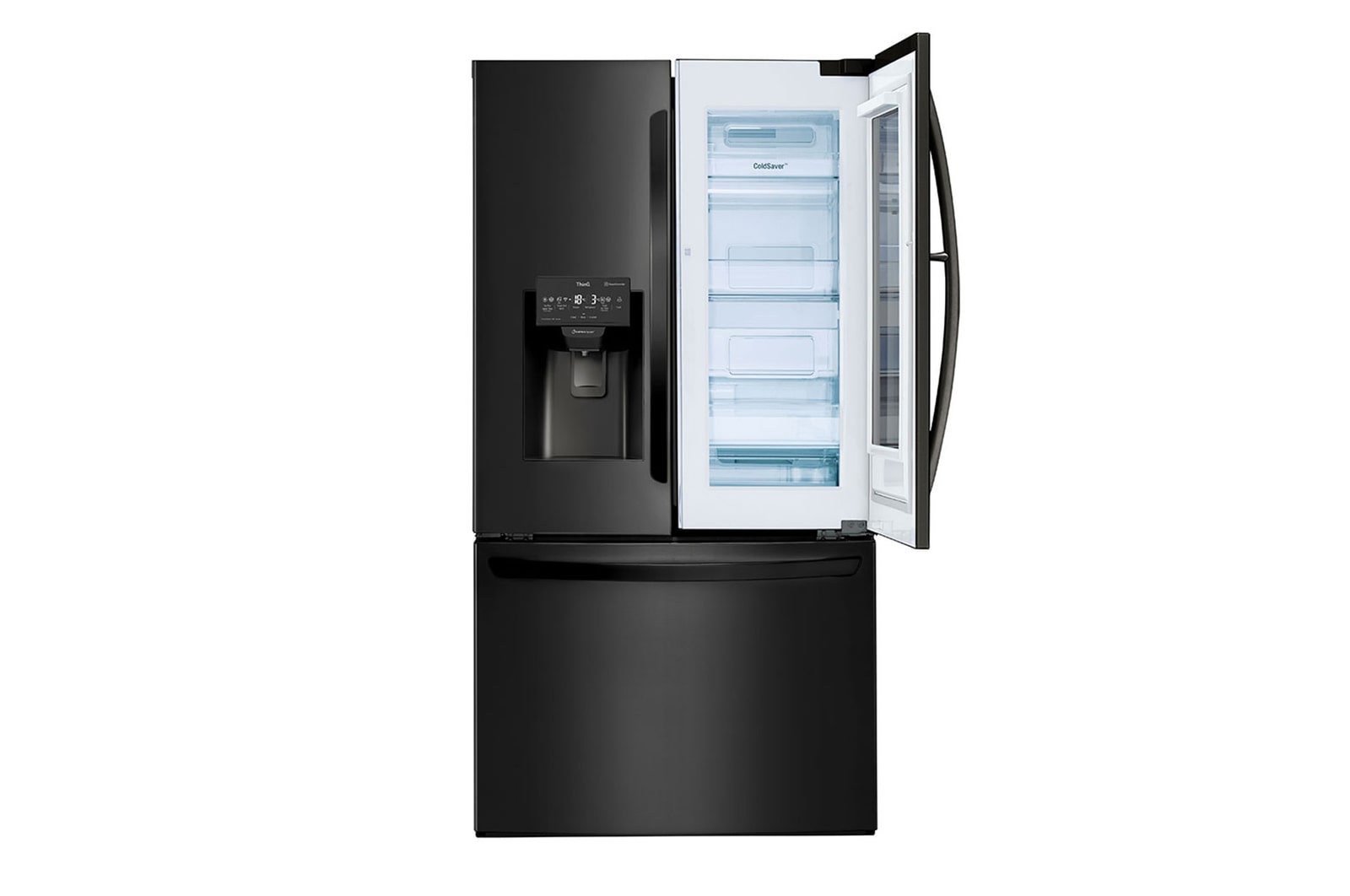 Nevecón LG GM78SXT InstaView puerta derecha abierta interior vacío