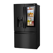 Nevecón LG GM78SXT InstaView visualización de alimentos vista lateral derecha