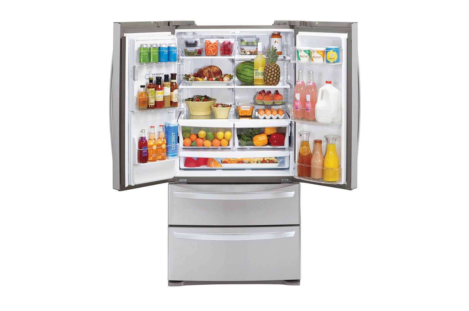 LG Nevecón Tipo europeo 4 puertas, capacidad 784 LTS, No frost, Acabado Acero Inoxidable, Inverter Lineal Compressor, GM80SGS