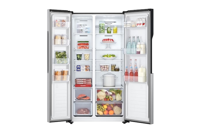 Vista frontal con puertas abiertas Nevecon LG Side By Side LG GS51BPP