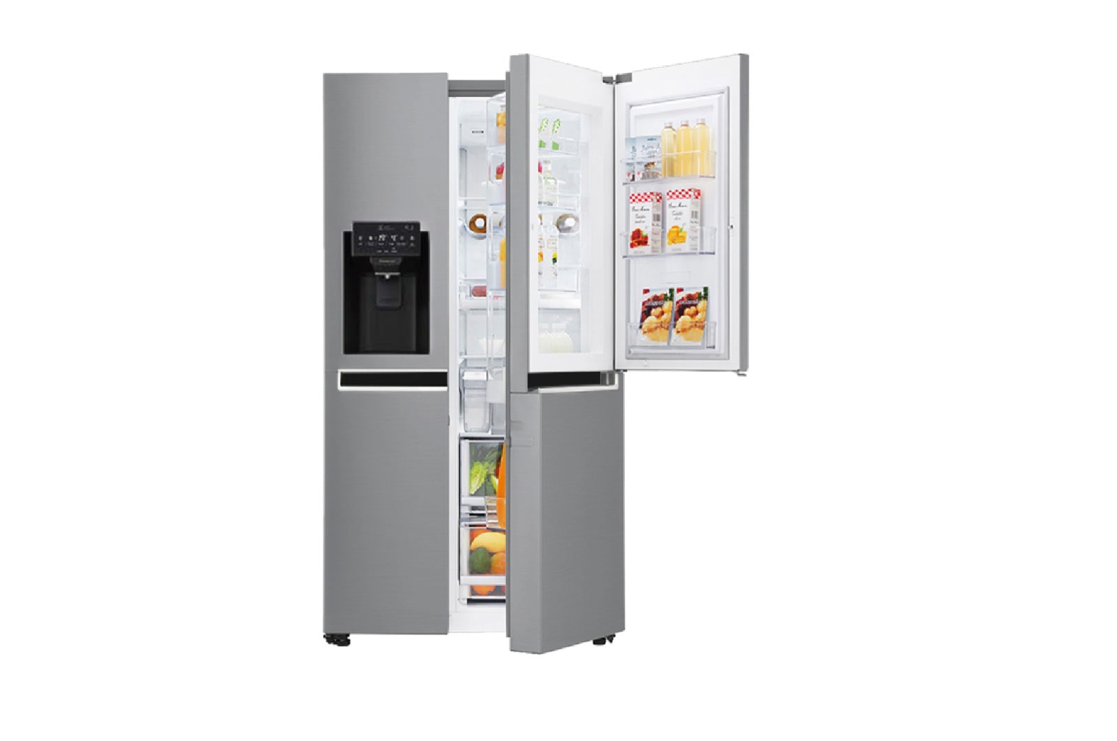 Vista frontal de Nevecón  Door-in-Door®, Side by Side capacidad 668 LTS, Acabado Platinum silver, Inverter Lineal Compressor GS65SDP1