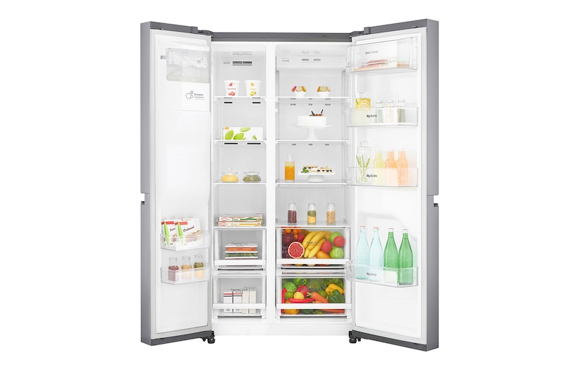 LG Nevecón Side by Side capacidad 668 LTS, No frost, Acabado Platinum silver, Inverter Lineal Compressor, GS65SPP1