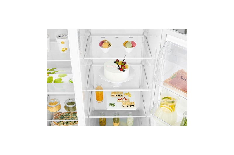 LG Nevecón Side by Side capacidad 668 LTS, No frost, Acabado Platinum silver, Inverter Lineal Compressor, GS65SPP1