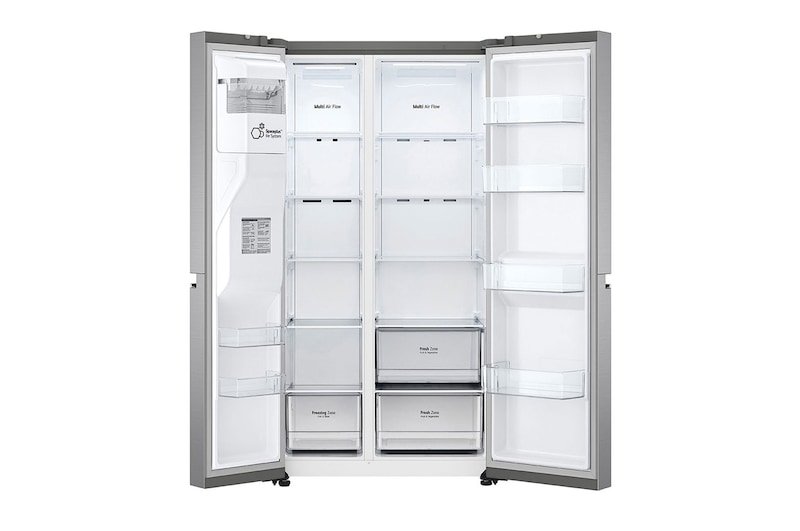 Vista superior del dispensador de agua en el nevecón LG GS66SPP.