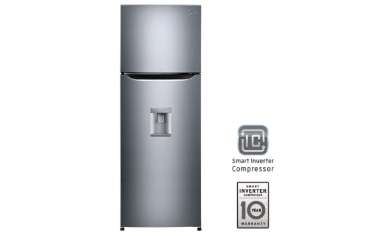 Vista frontal de Nevera, Sin escarcha, 272Lts, Smart Inverter, Dispensador de agua Platinum Silver3  GT28WPP