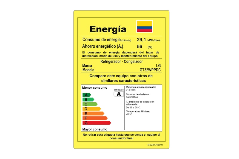 LG Nevera Top Mount, Tecnología Door Cooling™ de 410 LTS, No frost, Acabado Platinum silver, Inverter Compressor, GT39WPPDC