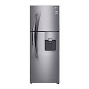 Vista frontal de Nevera Top Mount de 394 LTS, No frost, Acabado Platinum silver, Dispensador de agua y Compresor Smart Inverter GT40WGPP