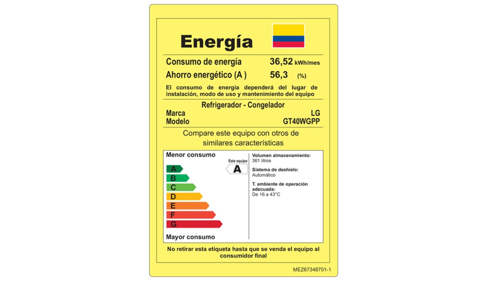 LG Nevera Top Mount de 394 LTS, No frost, Acabado Platinum silver, Dispensador de agua y Compresor Smart Inverter, GT40WGPP