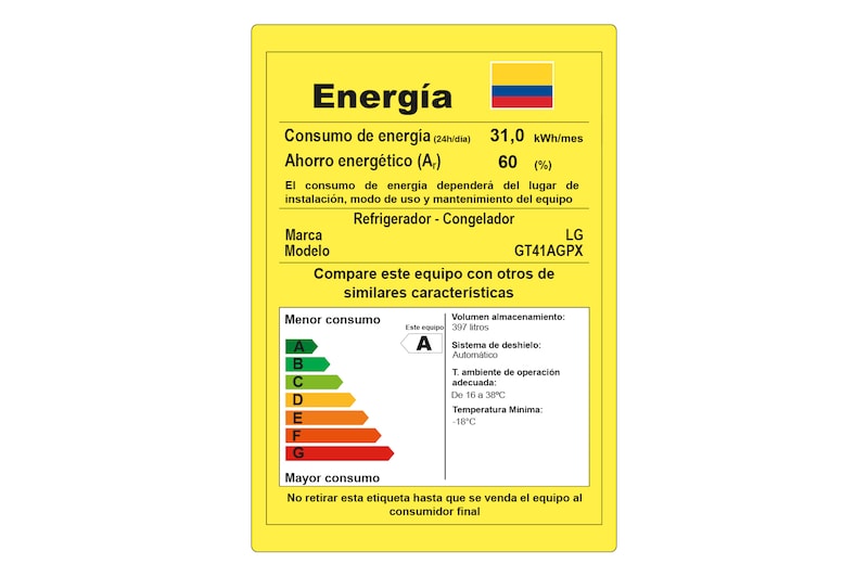 LG Refrigerador Top Freezer 397 Litros | Smart Inverter Compressor, GT41AGPX