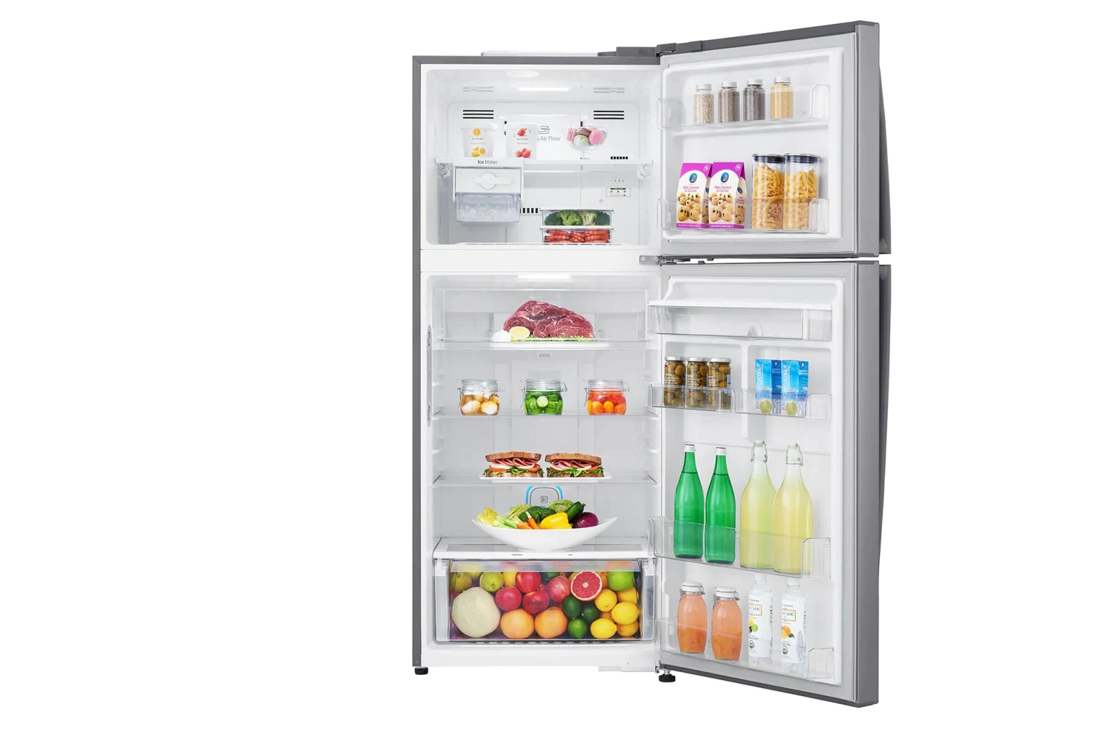 LG Nevera Top Freezer 410L con DoorCooling, HygieneFresh<sup>+</sup> y conectividad Wi-Fi, plateada, GT41SGPX