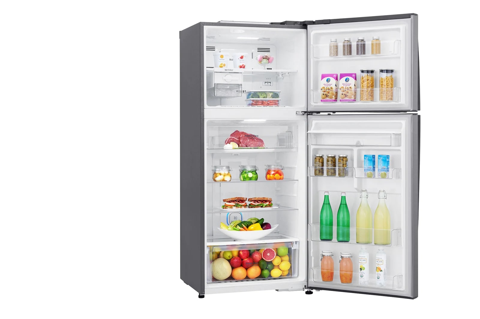 LG Nevera Top Freezer 410L con DoorCooling, HygieneFresh<sup>+</sup> y conectividad Wi-Fi, plateada, GT41SGPX