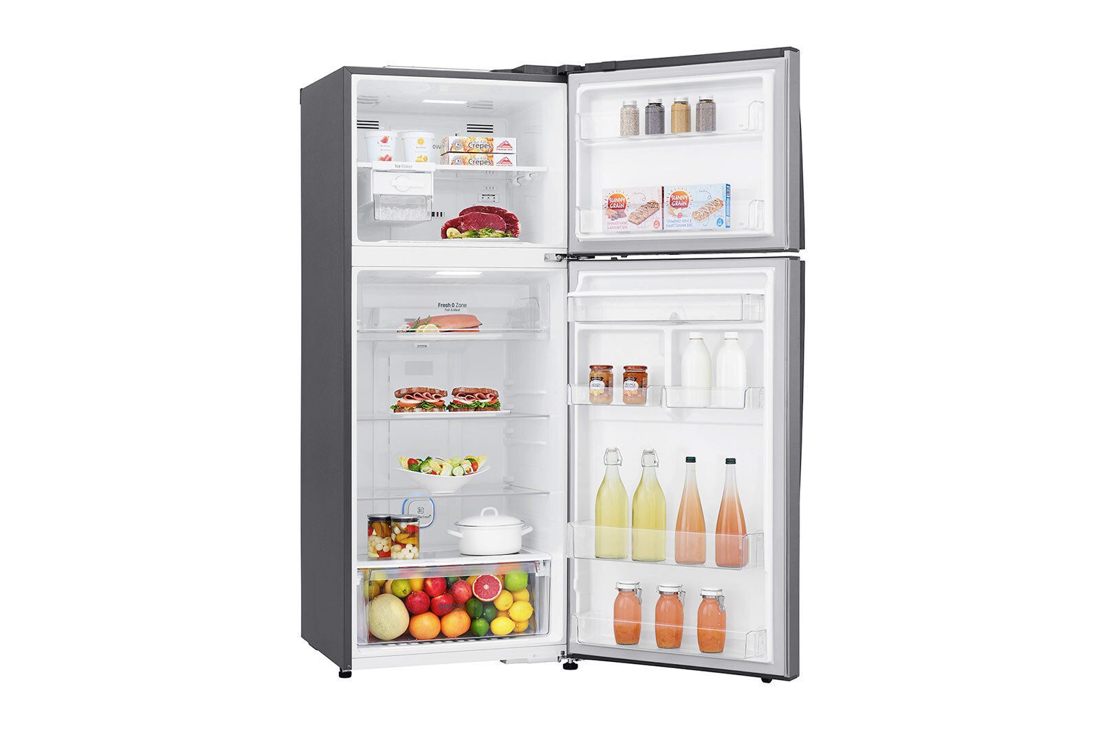 LG Nevera Top Mount Teconologia Door Cooling™, capacidad 438 LTS, No frost, Acabado Platinum silver, Filtro Hygiene Fresh+®, Smart Inverter, GT44SGP