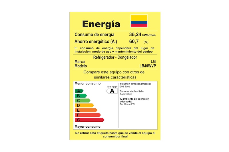 LG Nevera Bottom Freezer, 450 LTS, Inverter Linear Compressor, Dispensador de agua, LB40WVP