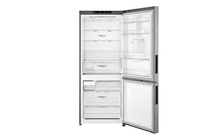 LG Nevera GB41WPP con puertas abiertas y vacía.