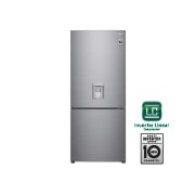 Vista frontal de Nevera LG Bottom Freezer, 454lts, Tecnología NatureFRESH, Acabado Platinum Silver LB41WPP