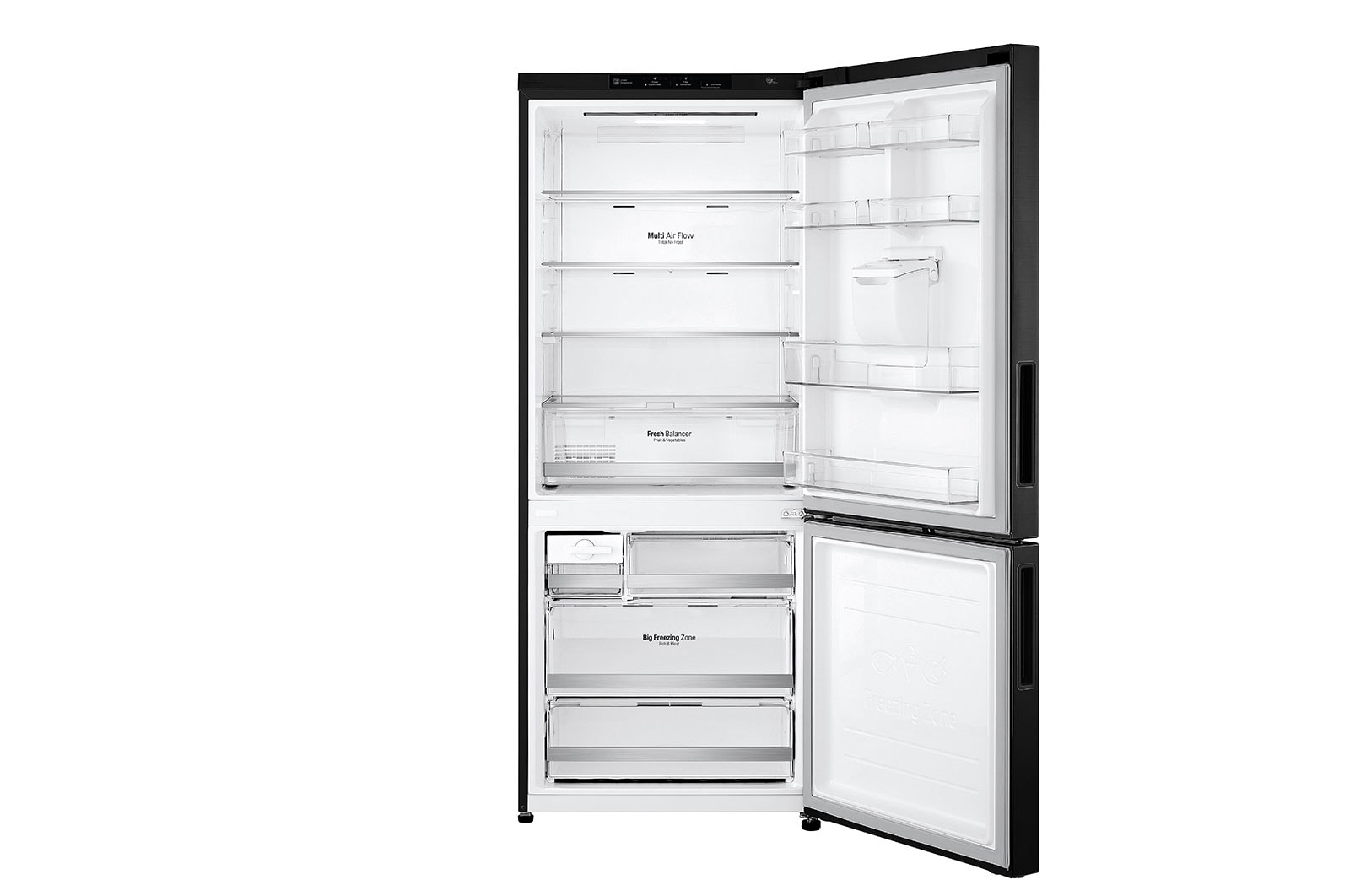 LG Nevera LG Bottom Freezer, 454lts, Tecnología NatureFRESH, Acabado Matte Black Steel, LB41WPT